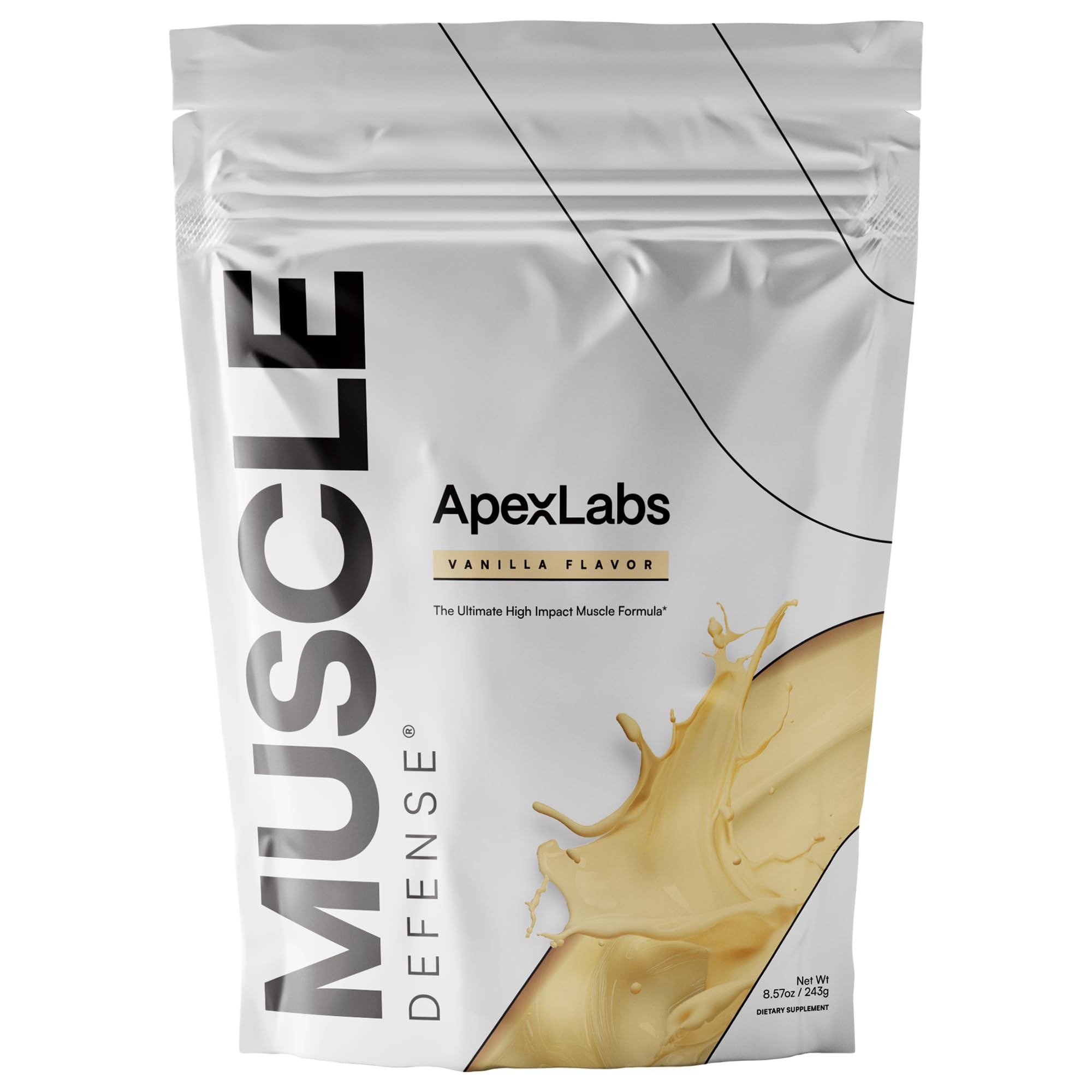 ApexLabs Apex Muscle Defense by Dr. Tracy Gapin- Hydrolyzed Whey Protein Blend with HMB, Leucine, Ursolic Acid & Velositol - Supports Lean Muscle Growth, Strength & Recovery, Vanilla - 15 Servings