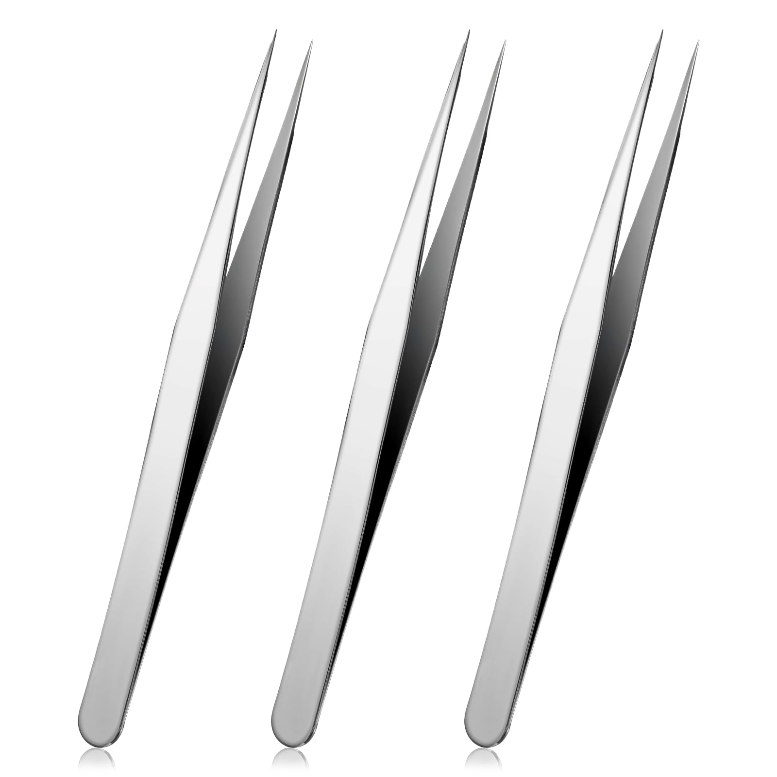 Photo 1 of 3 PCS Fine Tip Tweezers, Straight Precision Pointed Tweezers for Crafting Stainless Steel Eyelash Tweezer Needle Nose Tweezer for Craft Eyelash Extensions Blackhead Hair Eyebrow Removal Jewelry-Making