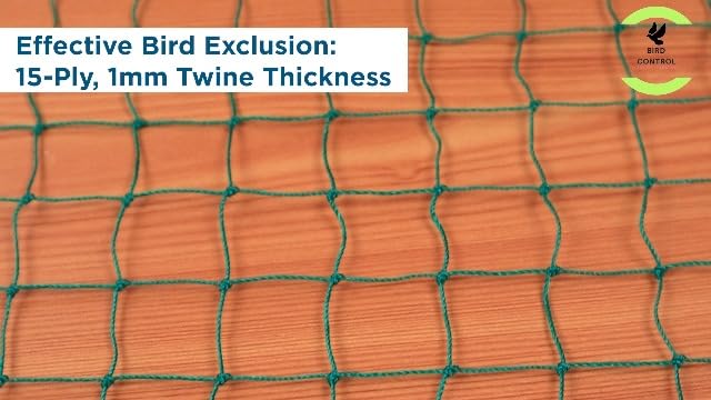 Bird Control Black Nylon Knotted Anti-Bird Net UV Stabilized Multi Filament with Tying Ropes Attached, Cable Ties & Cup Hooks for Easy Installation - Black - 7ft x 7ft
