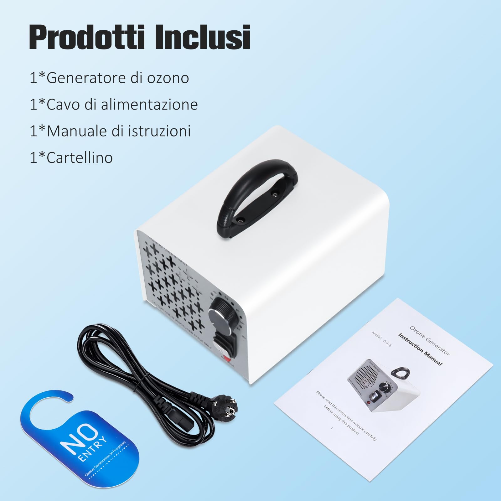 2 In 1 Generatore di Ozono 100,000mg/H, Ozonizzatore Purificatore d'aria a Ioni Niegativi Con Modalità Ozono e Ioni Negativi, Macchina Ozono per Casa Con 120 Min Timer per Auto e Particolato