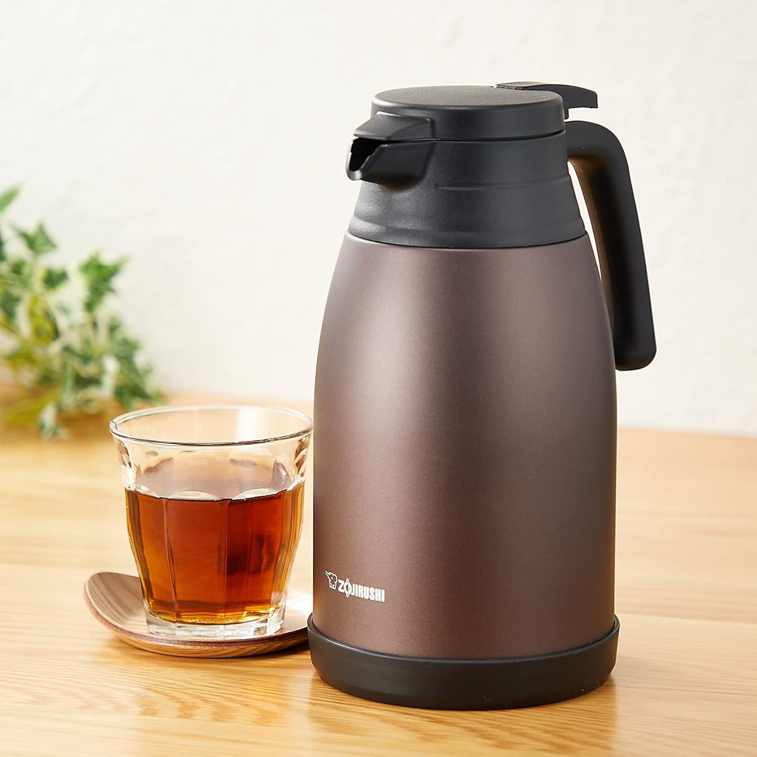 象印マホービン ステンレスポット 1.5L ポット 卓上 広口約6.5cm ステンレス真空2重まほうびん 保温・保冷 ブラウン SH-RA15-TA