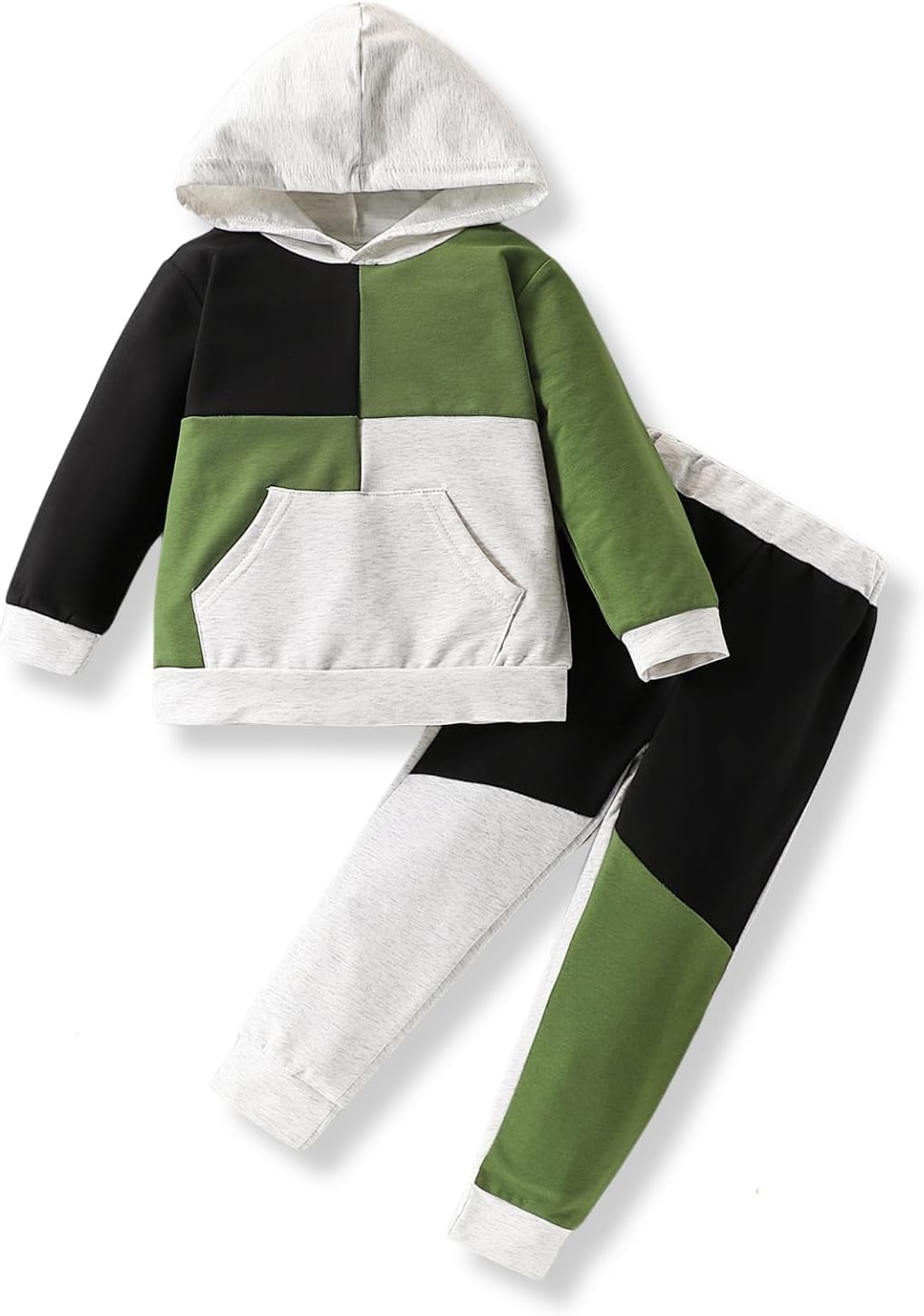 2-6T Toddler Baby Boy Clothes Color Blocking Hoodies + Pants Fall Winter Outfits