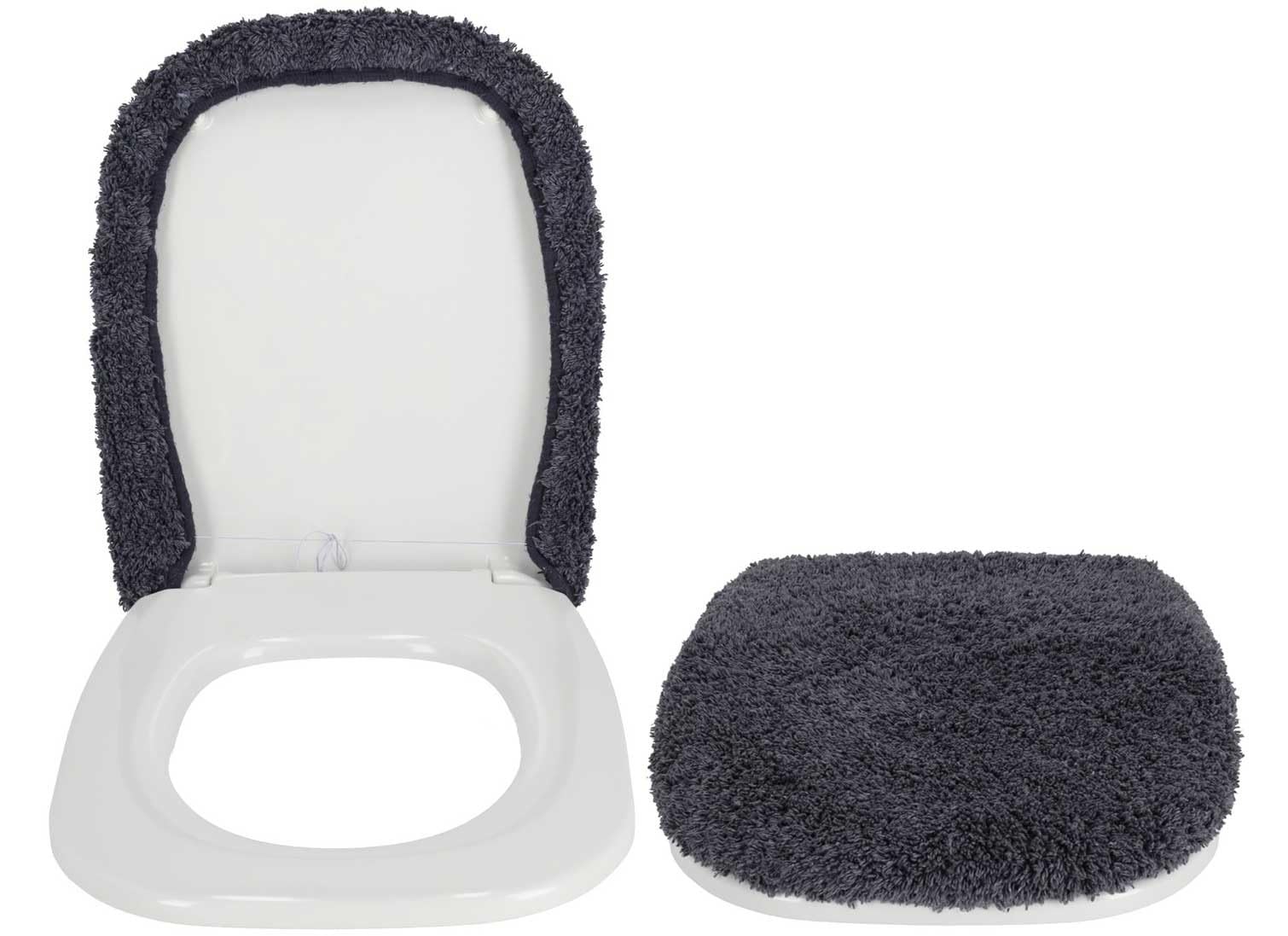 Casatessile - Fluwelen WC-stoelhoes, Schokabsorberend en Comfortabel, 100% Katoen, Machinewasbaar, Geschikt voor 41x50 cm Assen, Maat 50x45 cm Antracietgrijs
