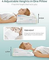 Vista 2 de Almohada cervical ajustable, almohada ergonómica de enfriamiento para dormir lateral, almohada de soporte de cuello de contorno, almohada de cama
