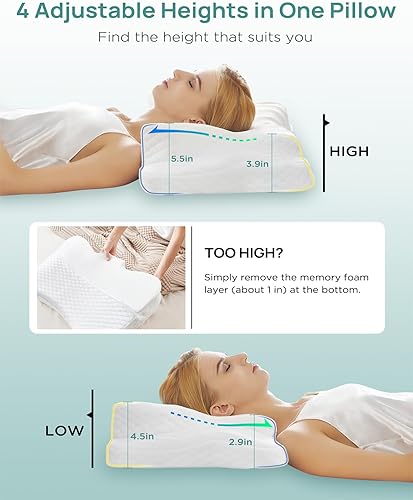 Miniatura 2 de Almohada cervical ajustable, almohada ergonómica de enfriamiento para dormir lateral, almohada de soporte de cuello de contorno, almohada de cama de