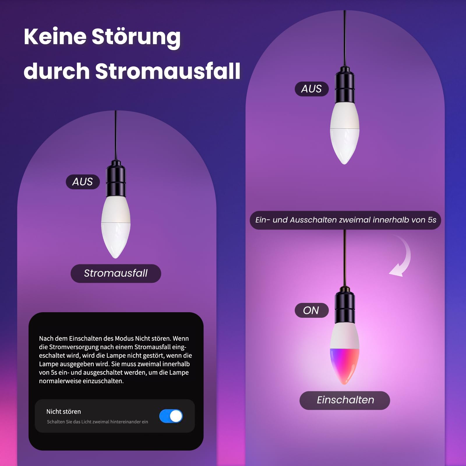 MOES Smart Glühbirne Matter E14, WLAN Alexa LED Lampe RGBCW, WW, mit Dimmbar, Musiksynchronisation, 16 Millionen Farben, kompatibel mit Apple HomeKit, SmartThings, Alexa, Google Home,4 Stück