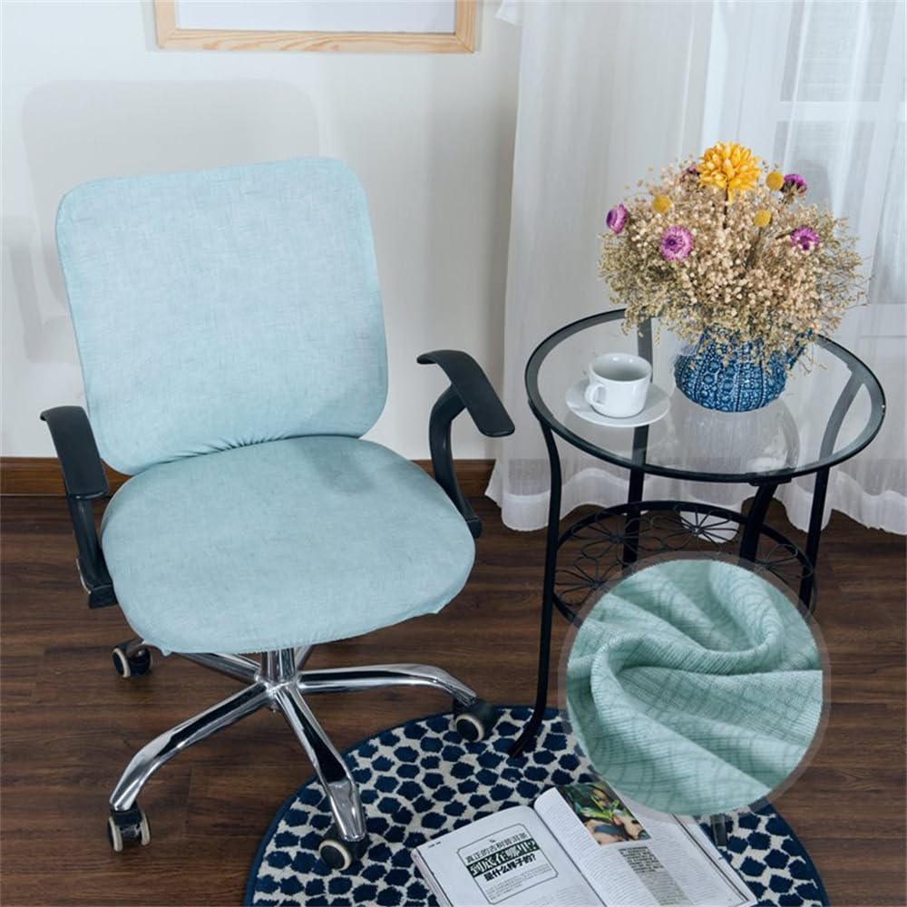 Morbuy Funda para Silla de Oficina, Fundas Protectoras para Asiento y Respaldo, Funda Elástica para Silla de Ordenador para Removible Funda de Silla Giratoria (Azul Claro)
