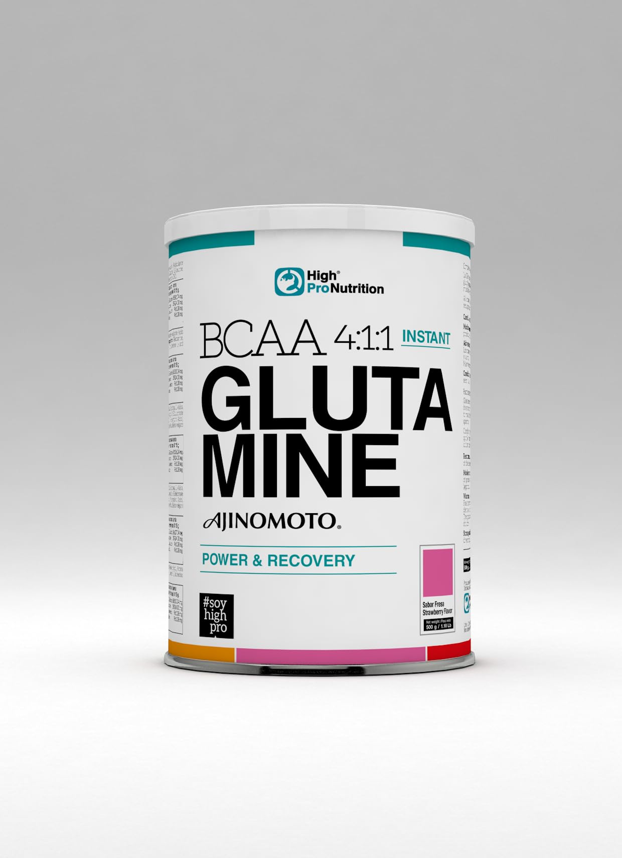 Highpro nutrition BCAA Glutamina 4:1:1|Ajinomoto|power|recovery|500 grs (Fresa)