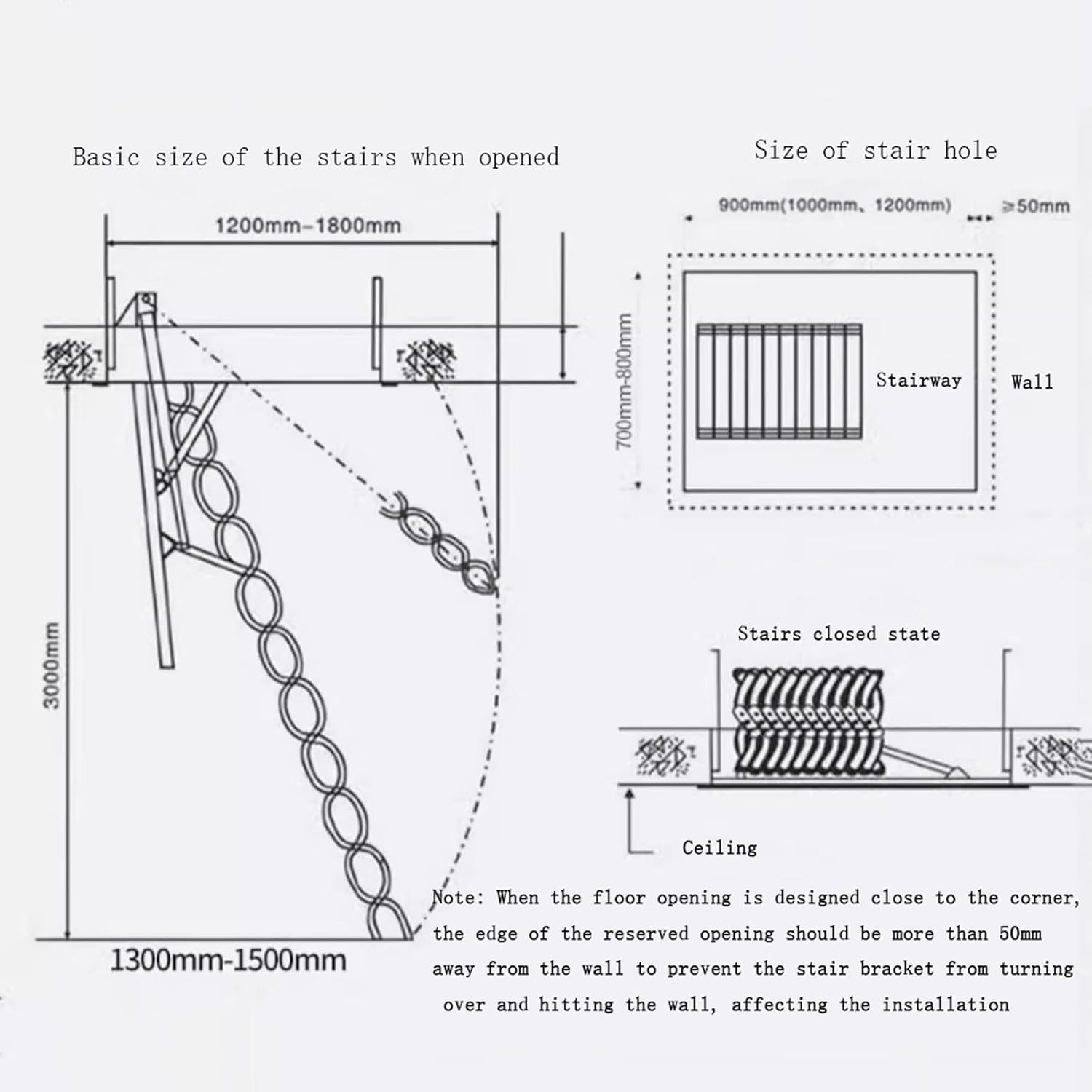 attic ladders Manual Loft Ladder Ceiling Folding Attic Stairs Pull Down Telescoping Ladder Titanium Magnesium Steel(80 * 120cm)