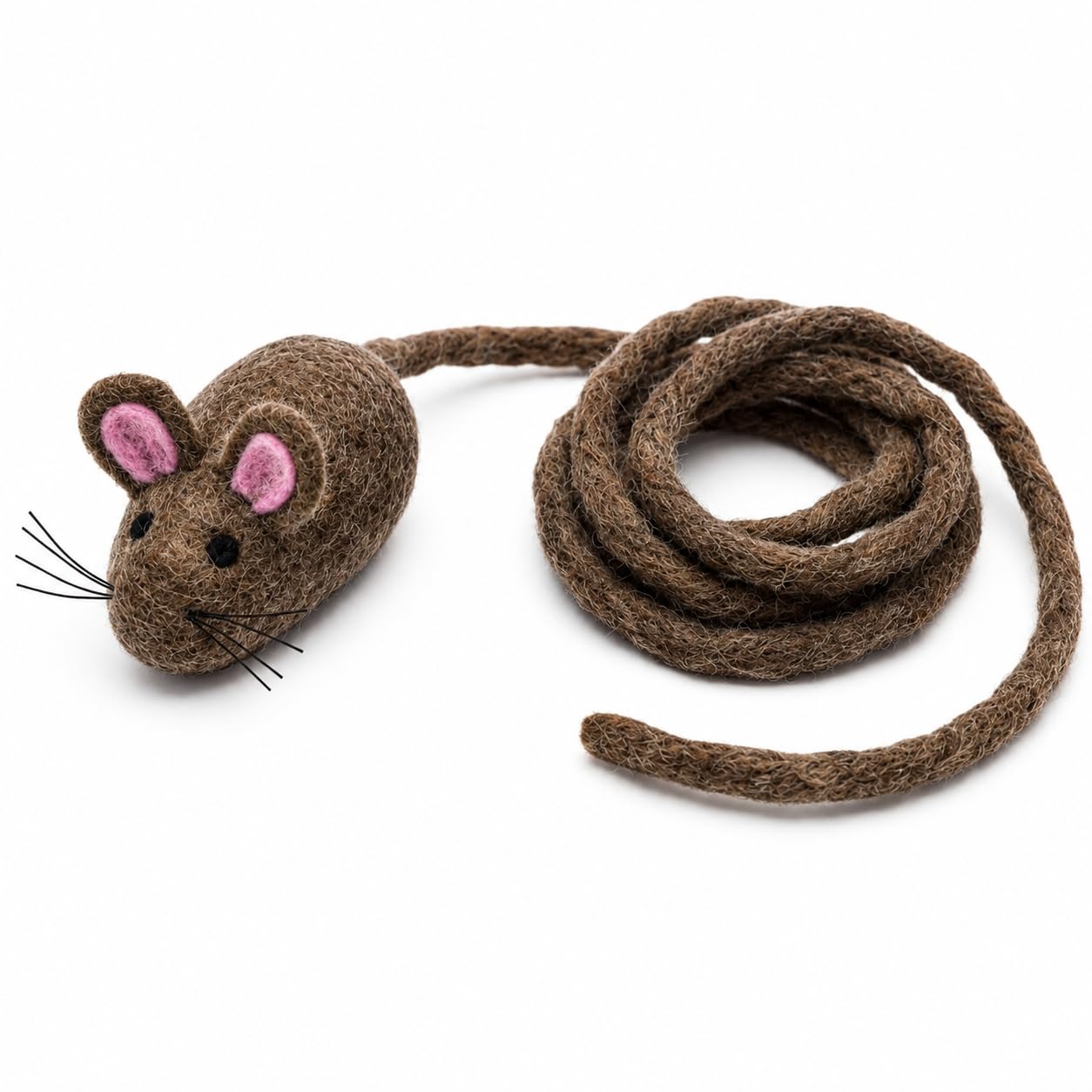 Glaciart One Felt Mouse Cat Toy – Soft Fuzzy Enrichment 100% Natural Wool - Interactive Catnip Play Cat Toy Set - Safe for Pets, Non-AZO Colored Dyes - 100” Long — image 1