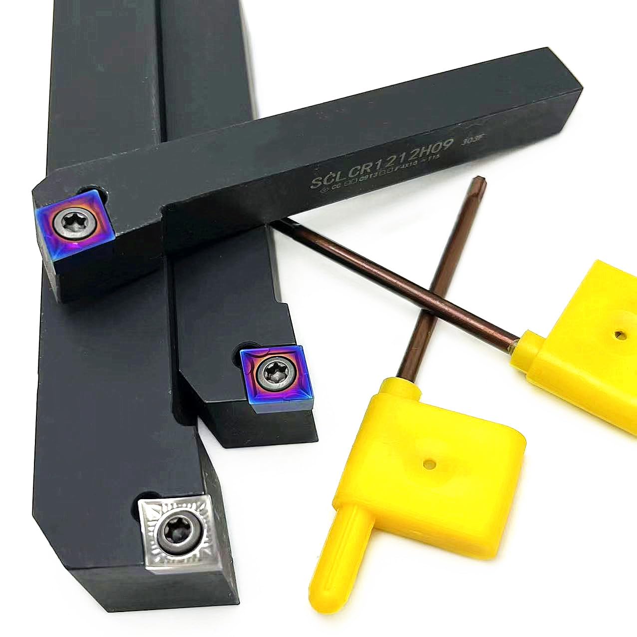 1 portautensili indicizzabili per tornio SCLCR1212H09 SCLCR1616H09 SCLCR2020K09 SCLCR2525M09 + 10 inserti in carburo CCMT09T304 (SCLCR1212H09 CCMT09T304 KT70300 (SCLCR1212H09, CCGT09T304 AK H01)