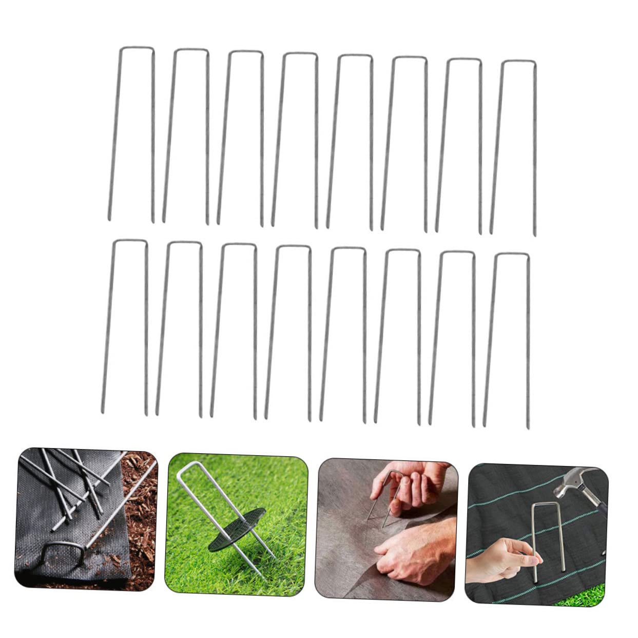 BCOATH U-Type Artificial Lawn Staples 50pcs Steel Material Versatile for Ground Anchoring and Garden Dec