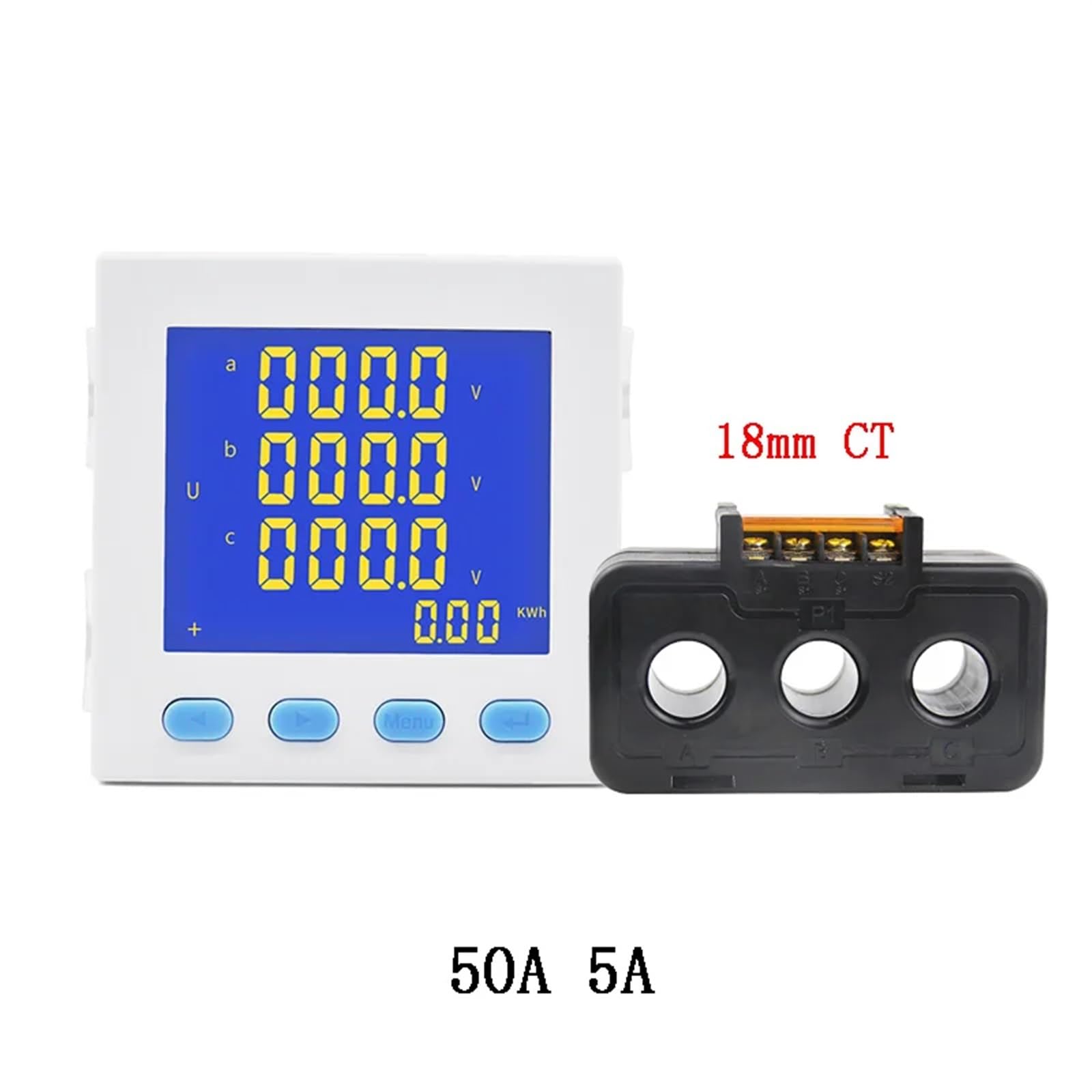 Contatore di consumo multifunzionale trifase 3P3L 3P4L 96 * 96mm AC220V LCD Display digitale Contatore di energia Wattora con CT 1 pz(White 50A 5A)