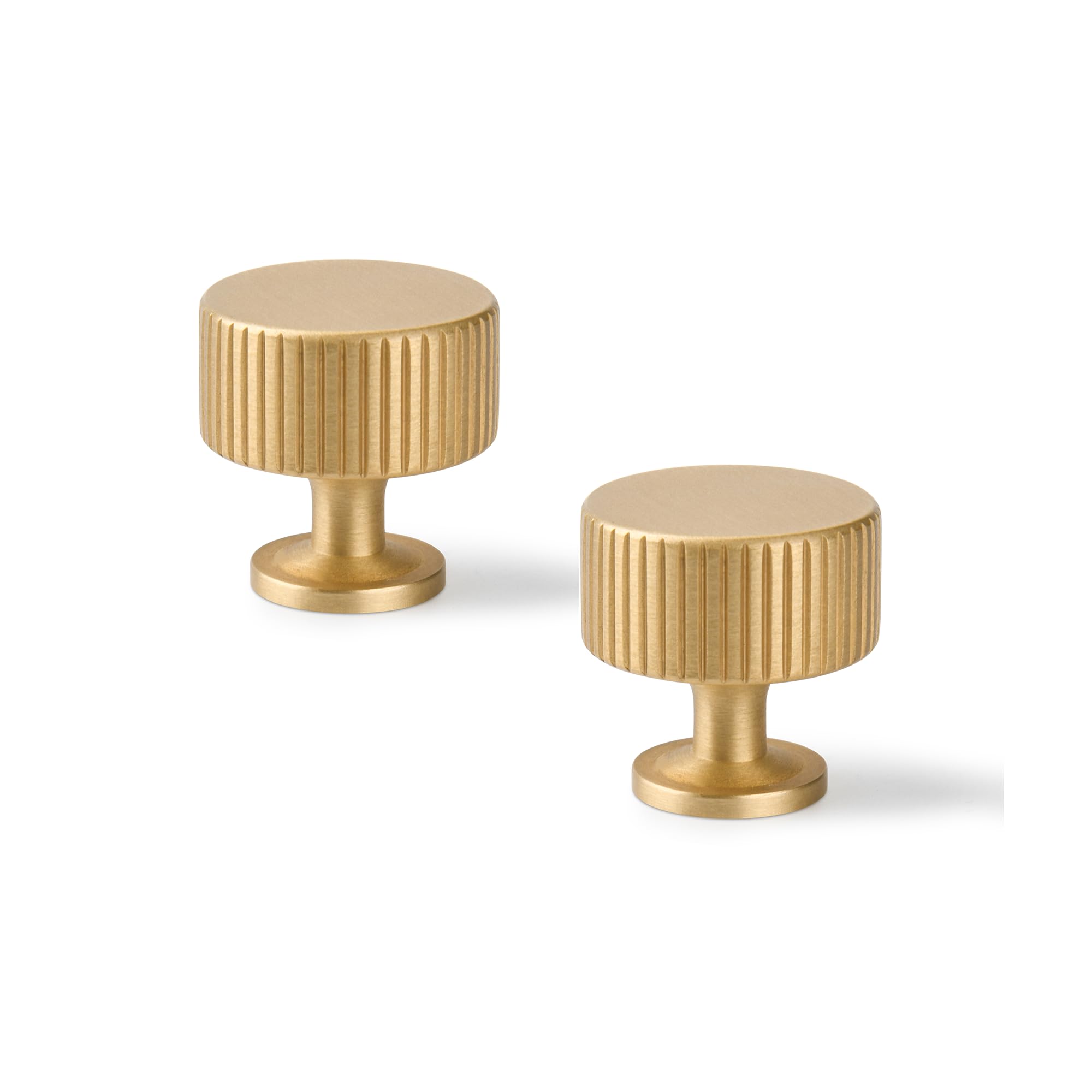 Urnew- Brushed Gold Cabinet Knobs 5 Pack Solid Brass Dresser Drawer Pulls Modern Cabinet Hardware for Cupboard Kitchen Bathroom Furniture Knobs