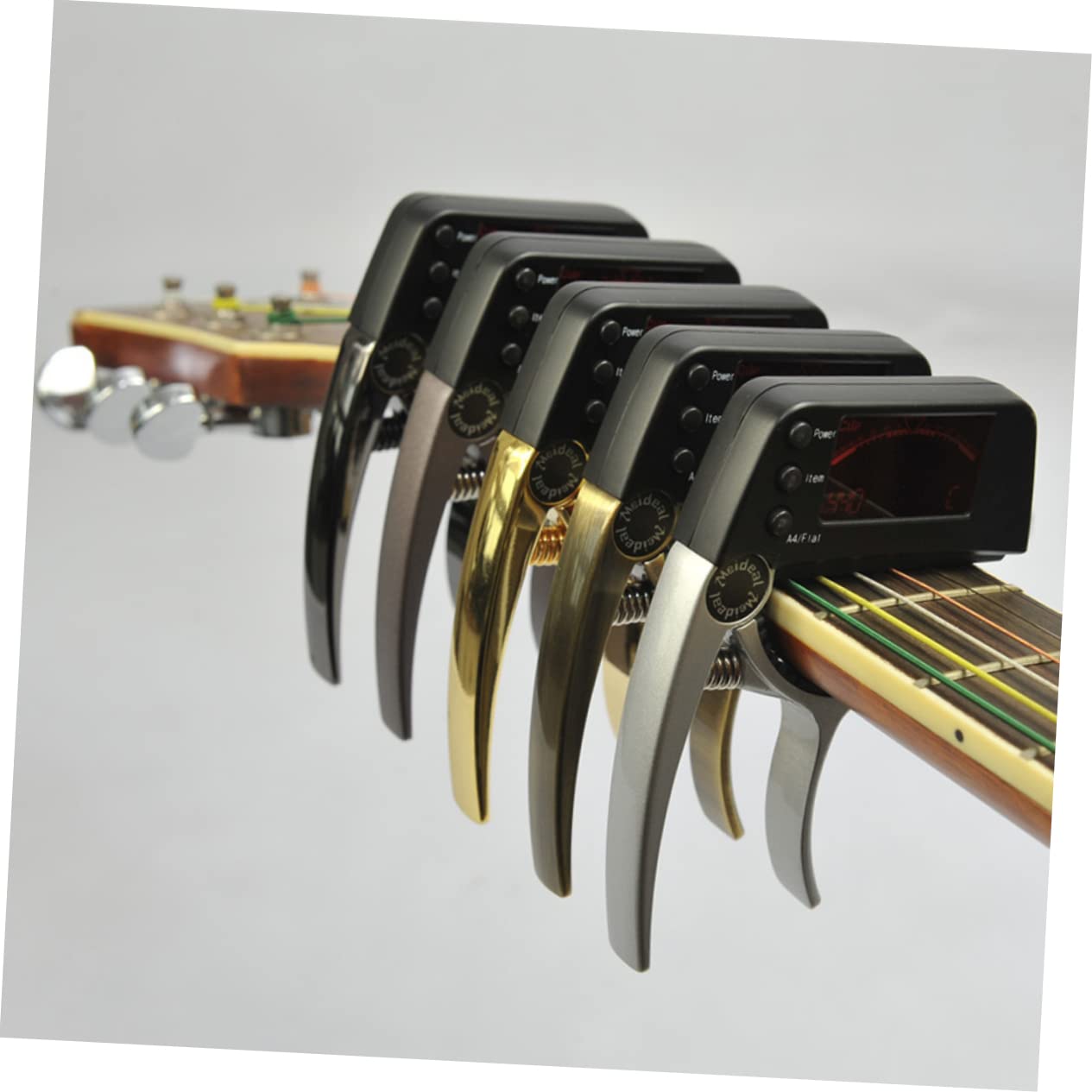 2stücke Digitales Lcd Clip Stimmgerät Und Kapodaster Für Gitarre Ukulele Bass Präzise Abstimmung Hochsensitiv Robust Silberfarben