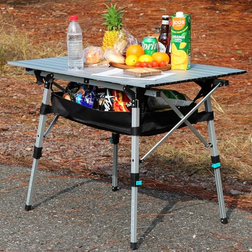 OuterSpa camping table Mesa de Camping Plegable de Aluminio Ligera con Patas Ajustables, Mesa Rectangular para Exterior miniatura 6