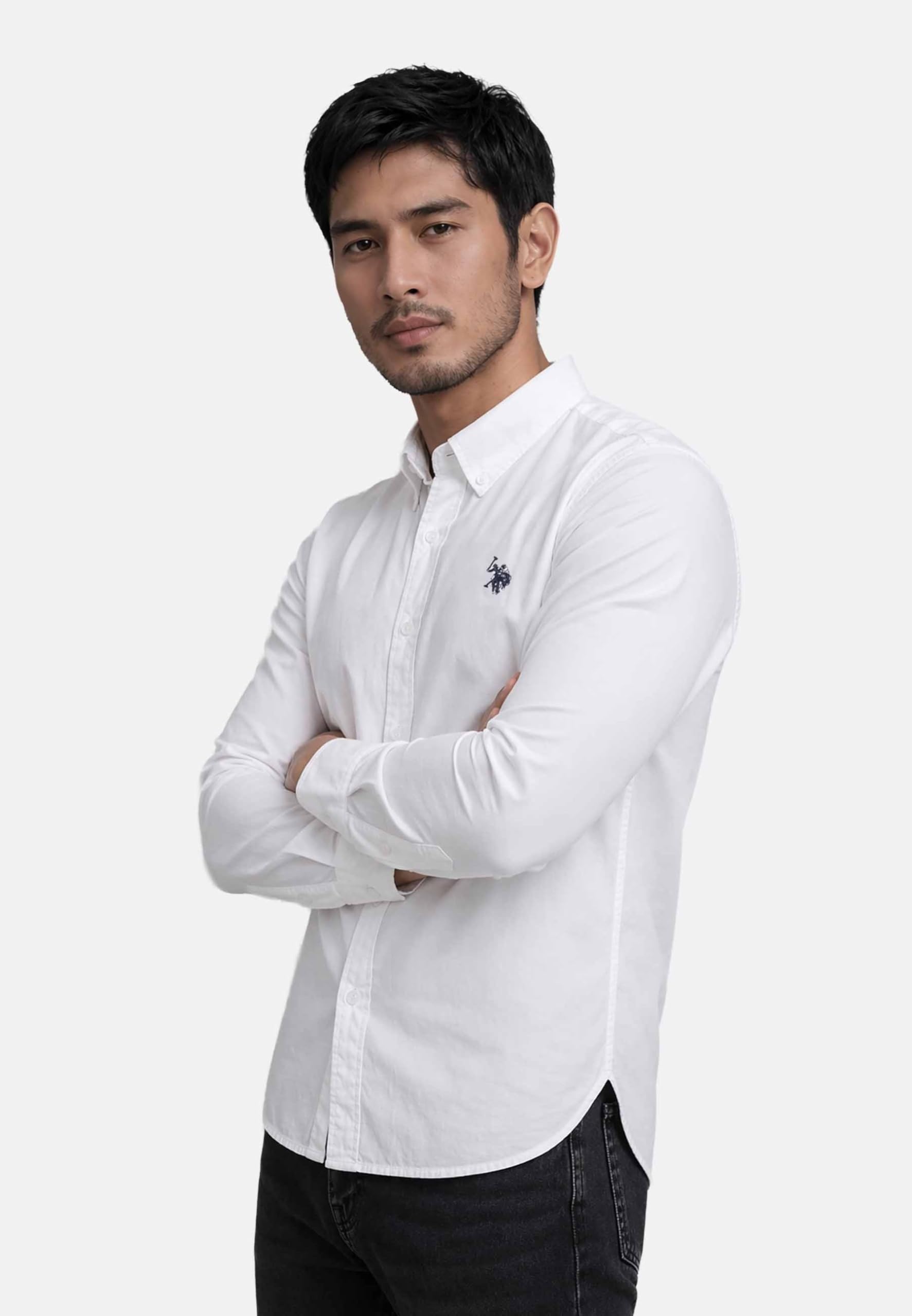 U.S. POLO ASSN. Herren Hemd (S-3XL) Baumwolle Langarm Button-Down-Kragen - P050