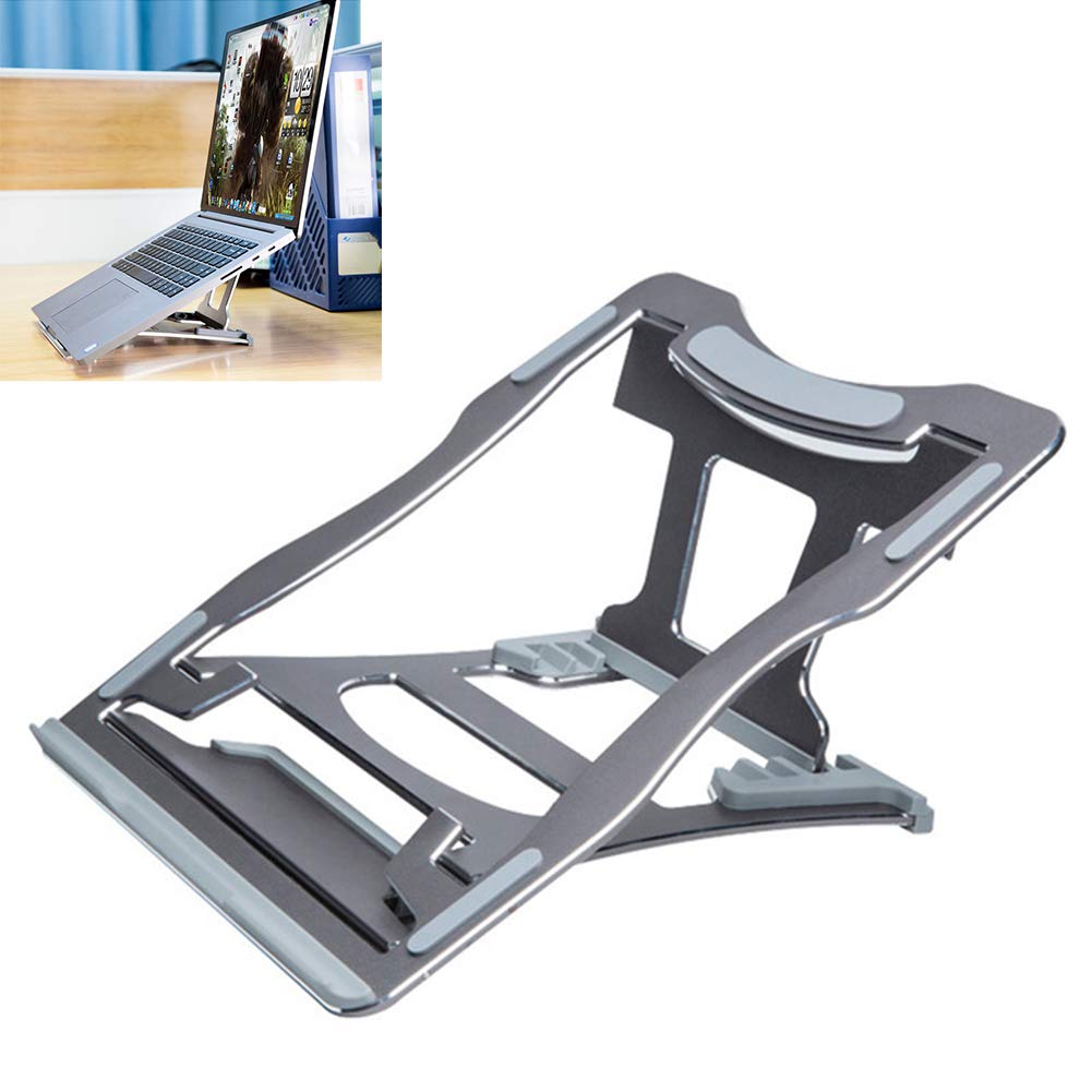 Supporto Per Laptop Pieghevole E Ventilato - Regolabile E Portatile Per PC 10-15.6 Pollici - Ergonomico In Metallo Argentato - Raffredda E Solleva