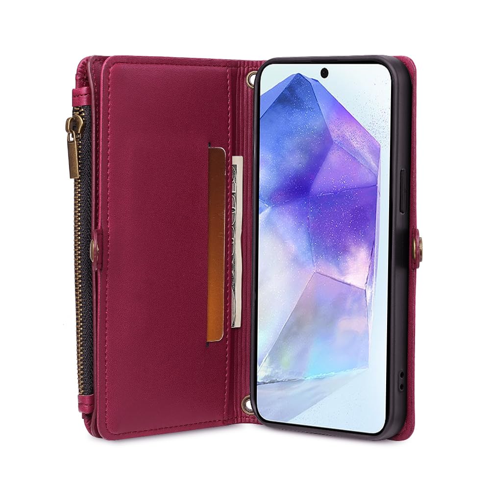 BELLA BEAR BellaCase Vivo iQOO 13 etui [6 przegródek na karty] [boczna kieszeń z zamkiem błyskawicznym] [przegroda na zdjęcia] [regulowany pasek na ramię] [podpórka] etui portfelowe do Vivo iQOO 13