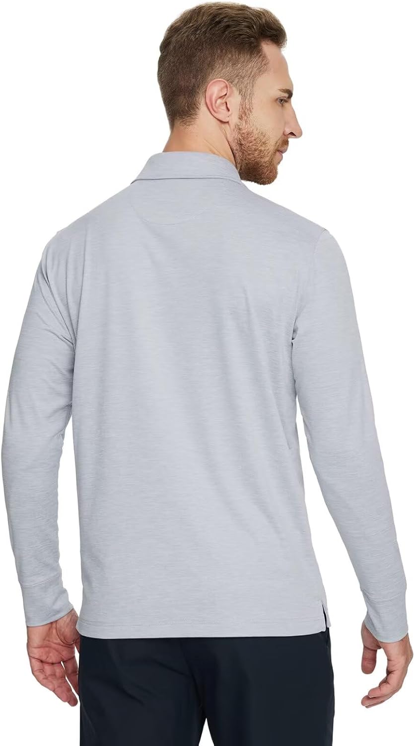 M MAELREG Golf Shirts for Men Dry Fit Performance Lightweight Heather Contrast Collar Mens Polo Shirts Short and Long Sleeve - Image 4