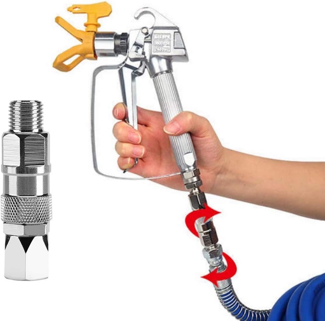 1/4-Inch Stainless Steel Airless High Pressure Spray Gun Swivel Joint for Paint Sprayers Spray Gun Hose Swivel Joint