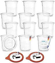 Flaschenbauer - Pack of 12 Jars 140 ml RR60 - Versatile Preserving Jars for Cakes in Jars, Jam, Preserving, Preserving, Decorative Glass with Label - Made in Germany