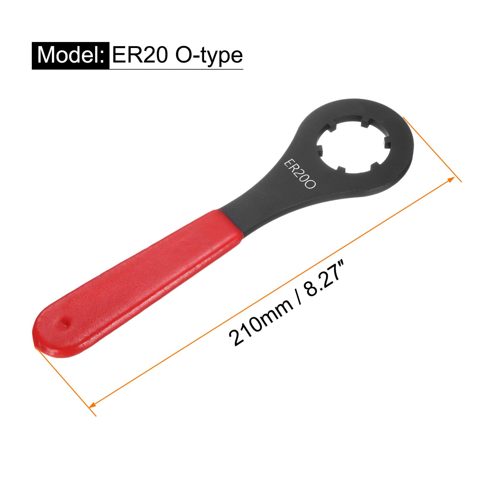 uxcell O-Type Collet Chuck Wrench Spanner for ER20 Lathe Clamping Nut with Red Non-Slip Handle - Image 3