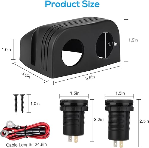 Miniatura 5 de Linkstyle Panel de tienda de campaña con enchufe USB, enchufe para encendedor de cigarrillos, doble 36 W QC3.0 USB A y puerto PD de 27 W con