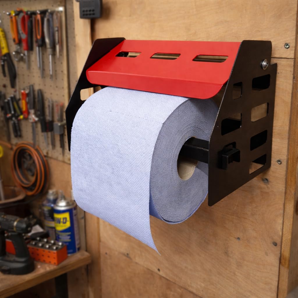 Dispensador de rollos de papel higiénico, diseño industrial, con forma de caja de herramientas, para anclar a la pared