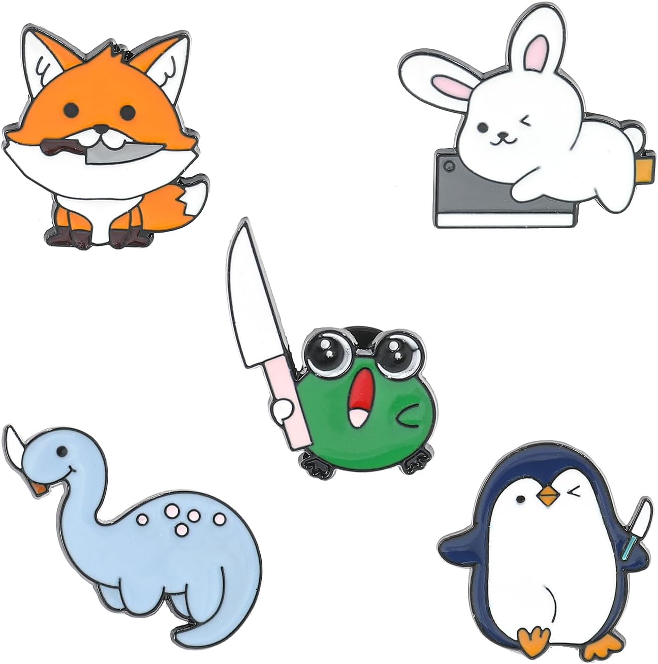feimeng jewelryLovely Animals Enamel Pins Set, Cute Lapel Badges Brooches, Cartoon Pins Set for Backpack Clothes Hats Funny Pins and Button Jewelry Accessories