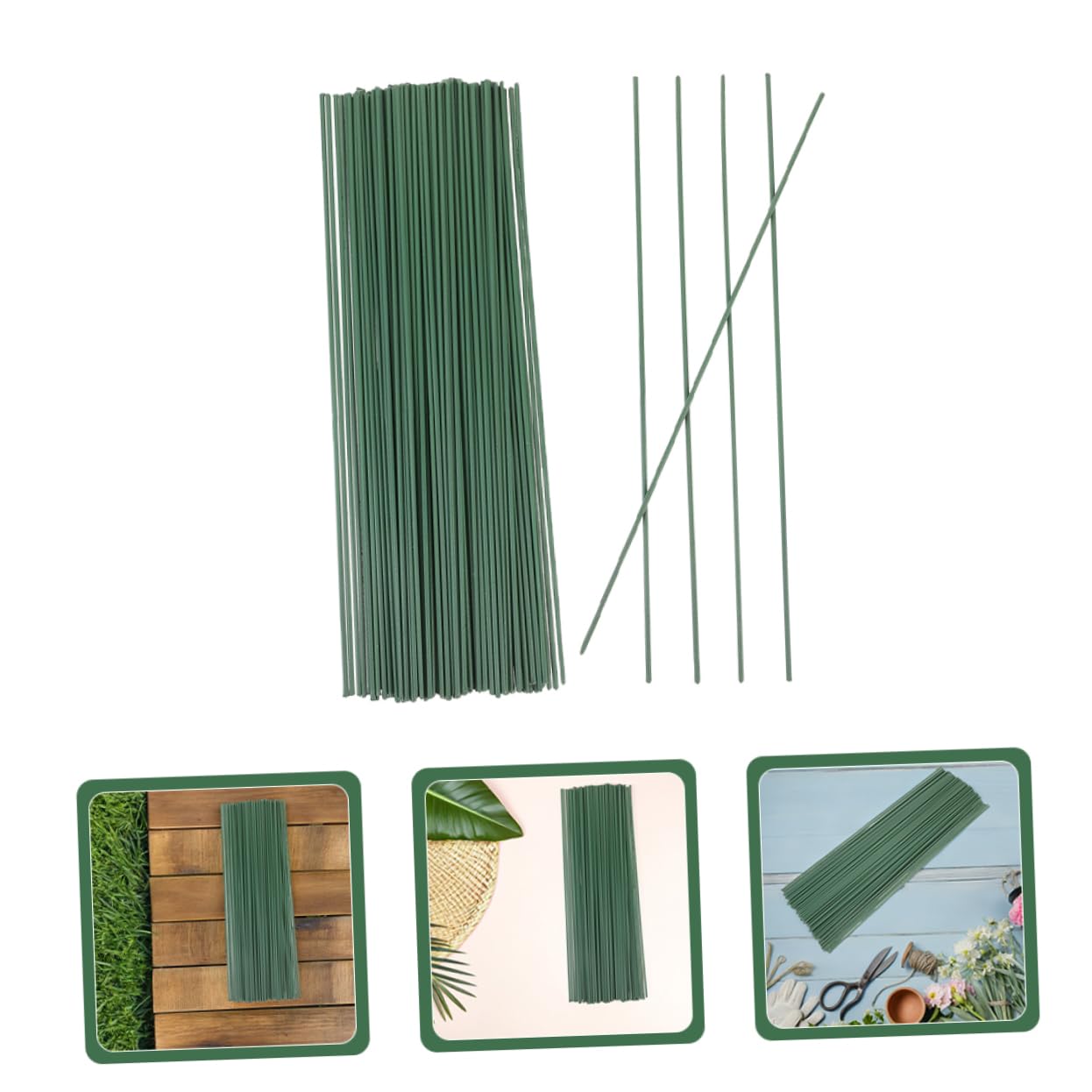 100pcs Green Floral Iron Wires for DIY Flower Crafts Decorative Flower Stems for Unique Arrangements for Home Wedding Hotel Decor