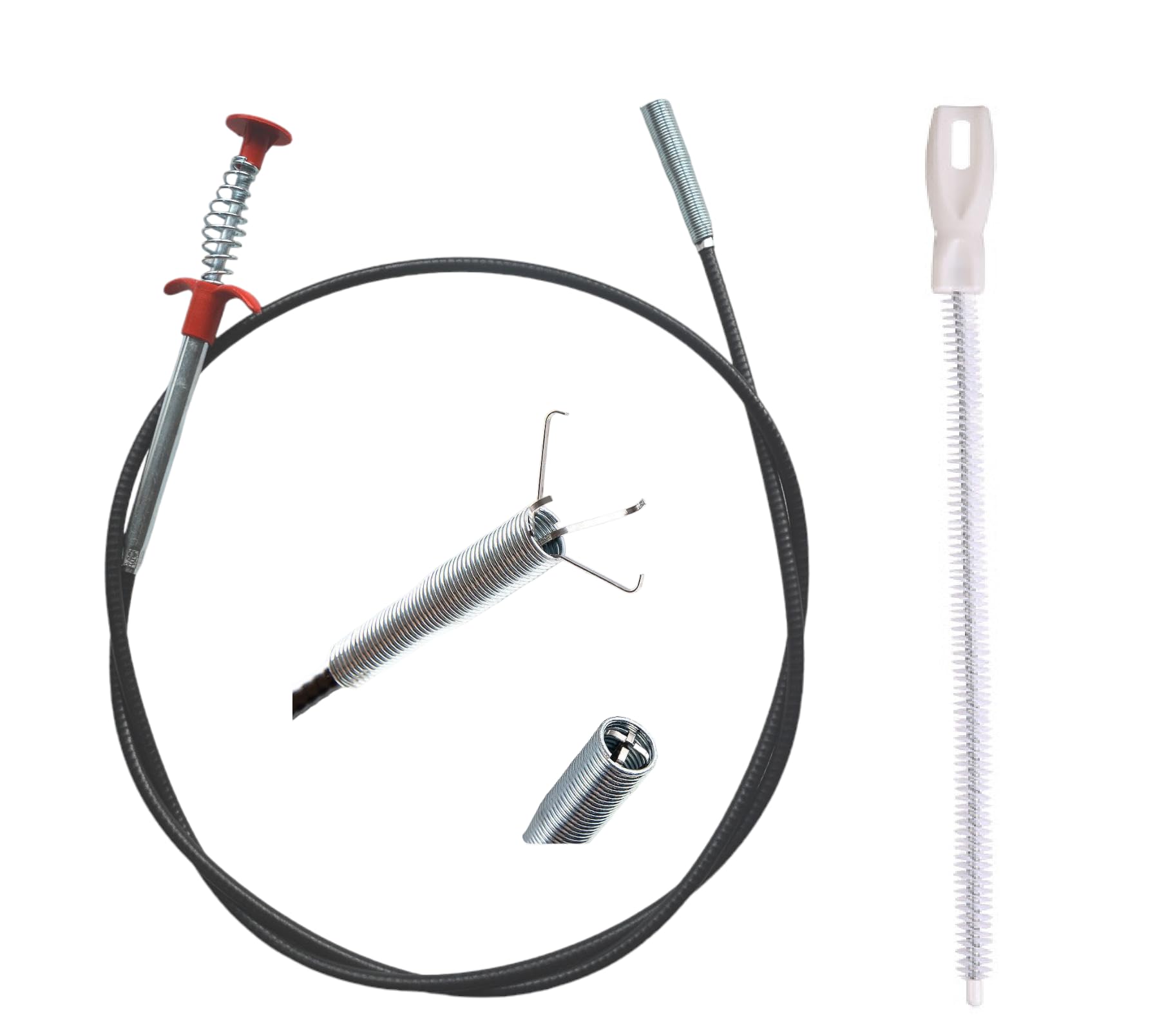 Walsunte 62.5inch Drain Snake Hair Clog Remover - Multi-Functional Drain Auger, Hair Catcher & Cleaning Brush for Kitchen, Bathroom, Sewer, Bathtub, Sunroof, and Dryer Vent