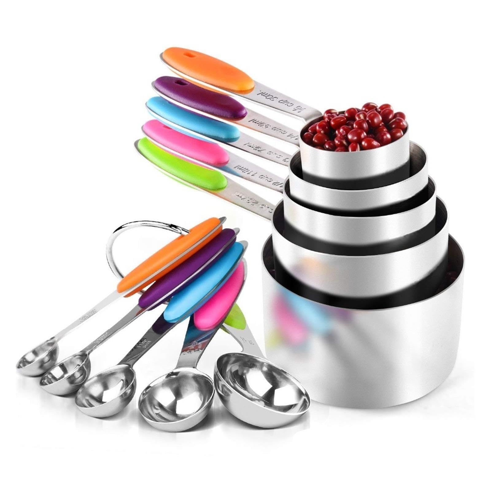 Set de 10 tasses et cuillères doseuses en acier inoxydable 304