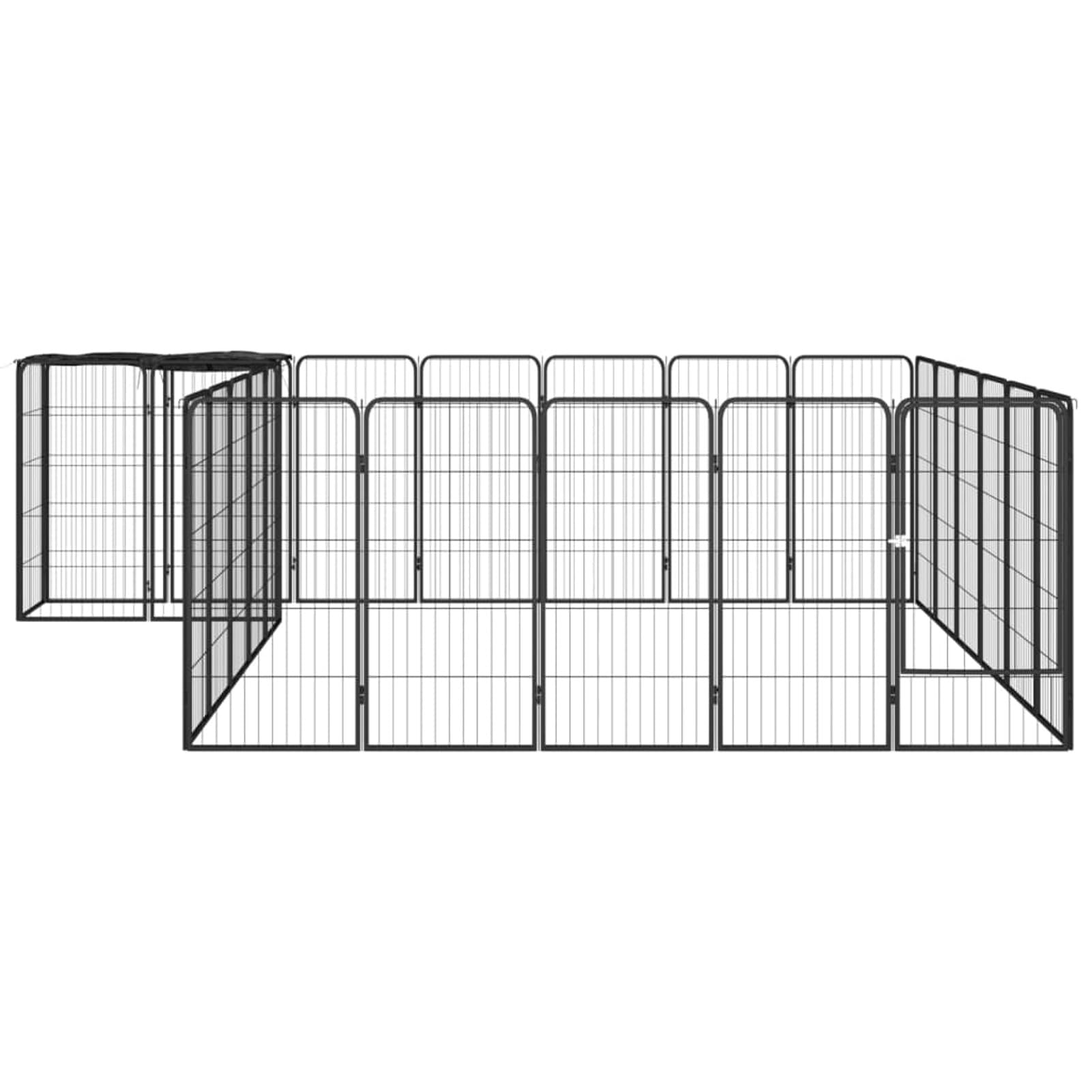 ShGaxin Pudełko dla psów 26 paneli czarne 50 x 100 cm stal malowana proszkowo, artykuły dla zwierząt, zwierzęta domowe - artykuły, artykuły dla psów, legowiska i kojce dla psów-3115952