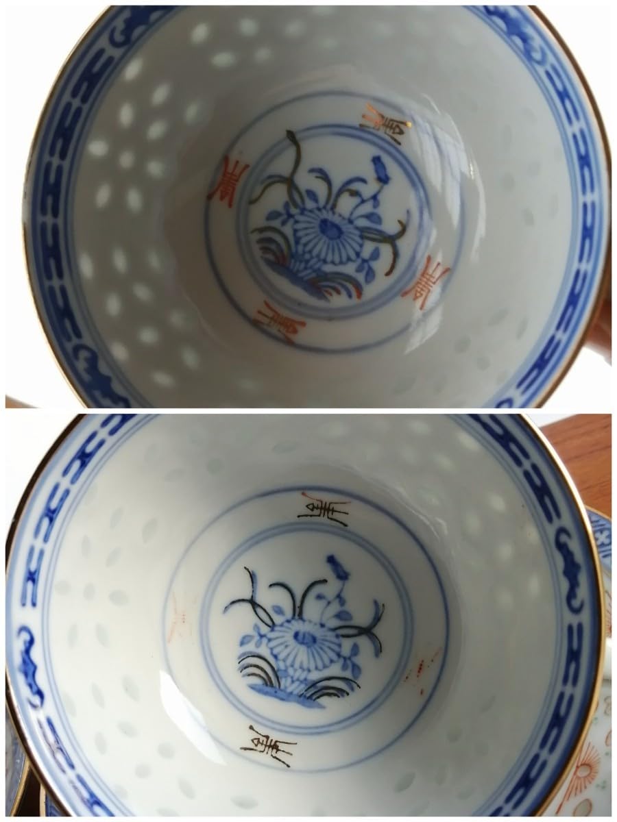 景德鎮.70年代品金蛍燒き，龍のソーサーカップ5客菊の花皿5枚15点セット景徳鎮 Amazon | 中国 ホタル焼 カップ&ソーサー 5客セット 景徳鎮 蛍