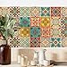 meihea Vintage Moroccan Bohemian Tile Stickers 30 PC Pack - Self-Adhesive PVC Waterproof Wall Decals Kitchen Bathroom Backsplash Decor - 4x4 Inch