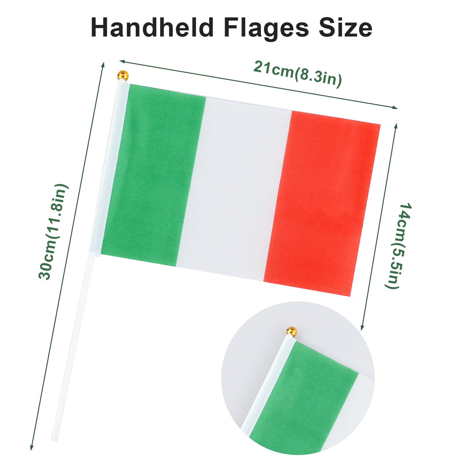 HXMJIED 20Handheld Italy Flag,14x21cm Mini National Pennant Flags,Held Stick Flags,for Women's World - Image 2