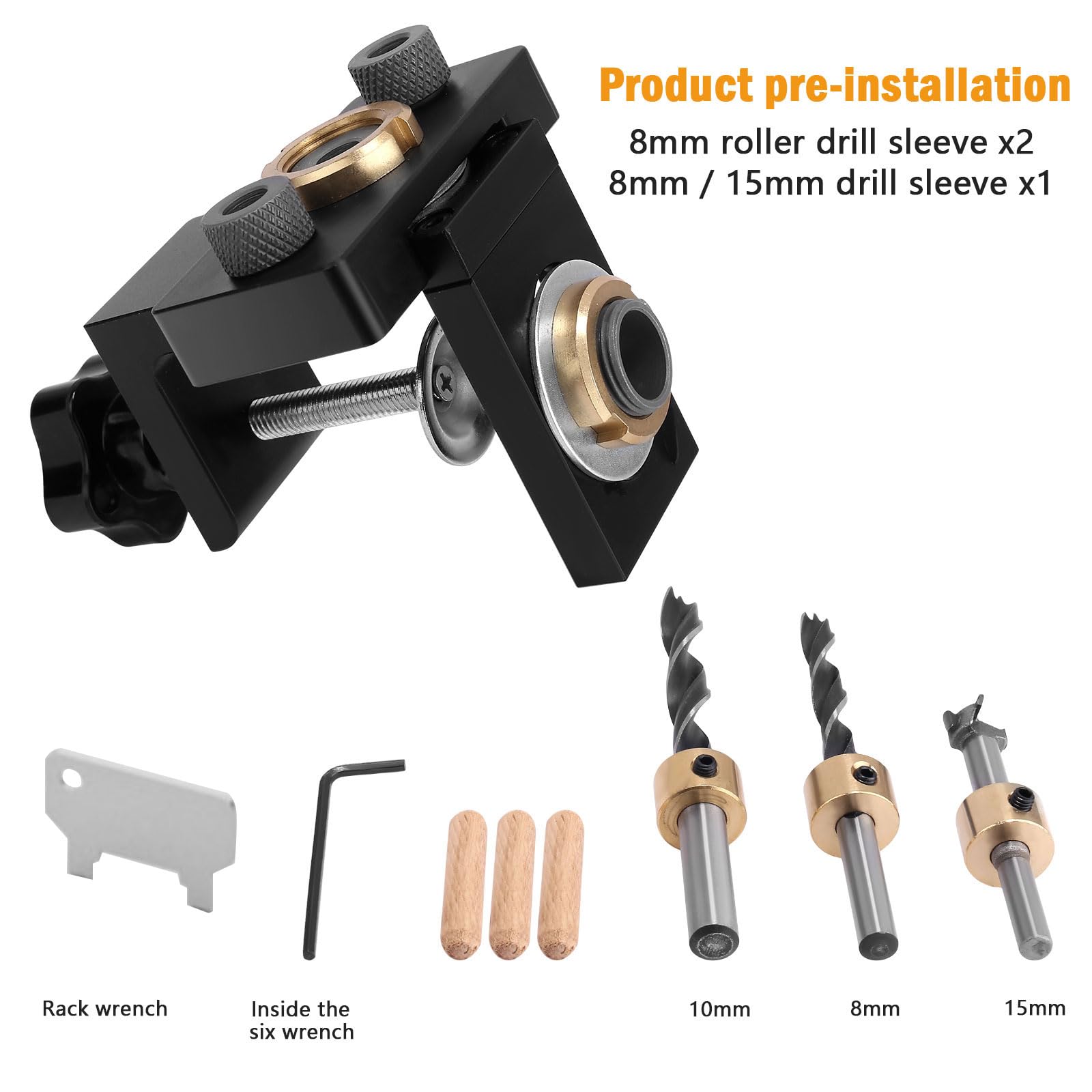 Towwoo 8/10/15 MM Localizador de Perforación 3 en 1, Posicionador de Bolsillo Kit de Plantilla de Agujero de Bolsillo Herramientas Carpinteria Kit de Plantilla de Orificios de Aluminio