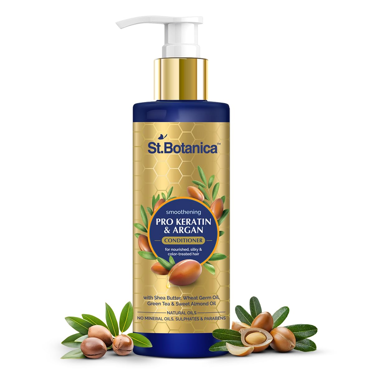 St.Botanica Pro Keratin & Argan Oil Smooth Therapy Conditioner, 200ml - Intensive Conditioning For Dry, Damaged And Color Treated Hair, No Parabens or SLS/SLES