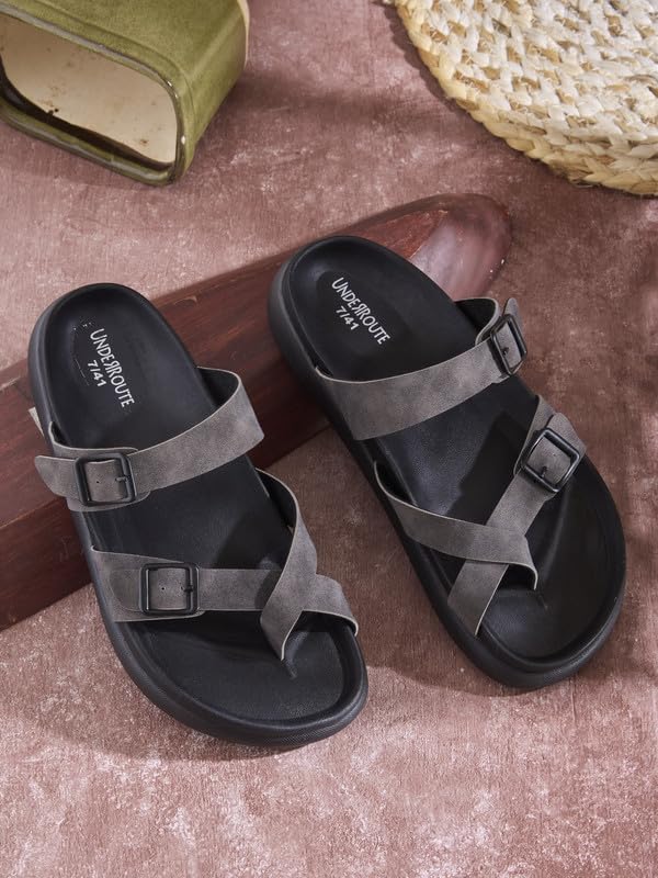 Image of UNDERROUTE mens Underroute Urgh 02 Stylish Durable Soft Footbed Synthetic Casual Sandals for Men Sandal