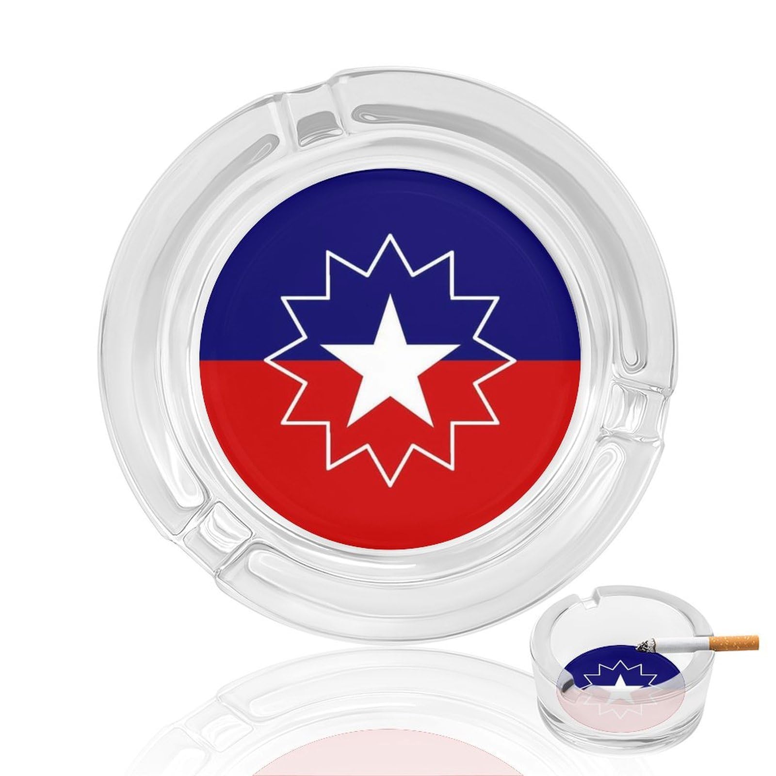 Nclqvjxzkhw Style Juneteenth Flag Glass Ashtray Round Ash Tray Smoking Trays For Home Garden Outdoor