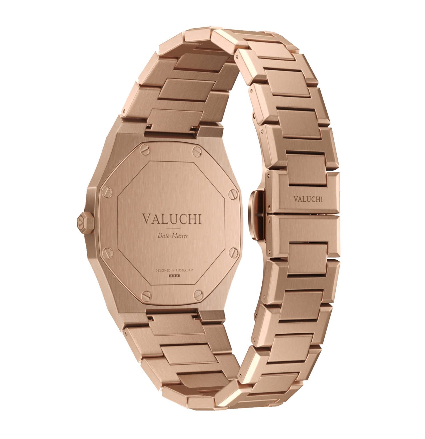 Valuchi Lujo Hombres Date-Master Acero Inoxidable Cristal de Zafiro Reloj de Cuarzo