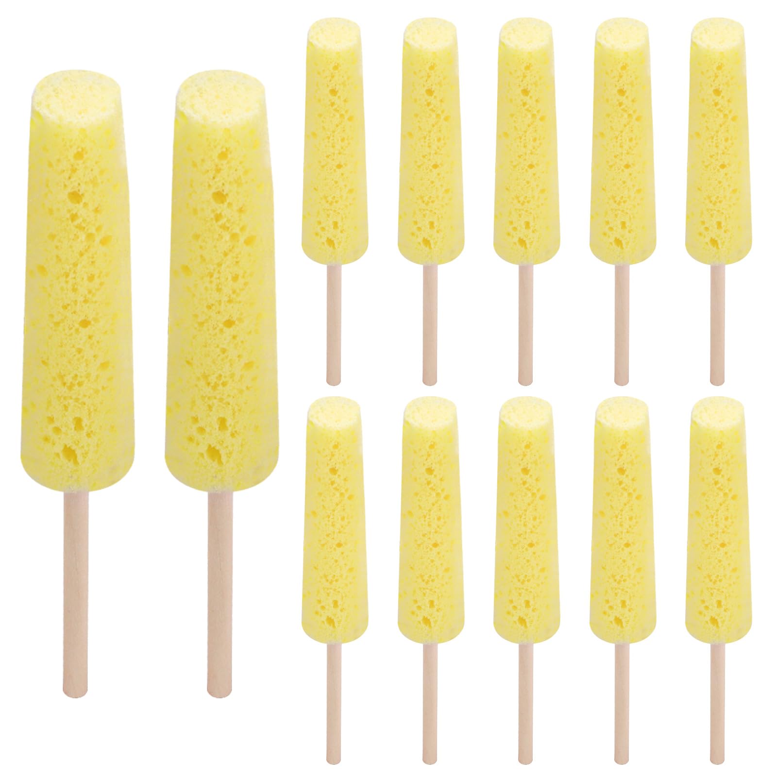 Modixun 12 Pack Pottery Sponges for Clay, Ceramic Sponge on a Stick Reusable Shaping Trimming Pottery Tools Supplies and Mudtools, Yellow