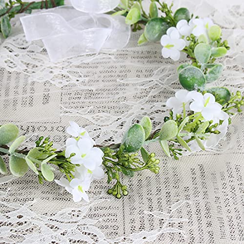 Foto von HJYHYN Blumenkranz Haare Haar Blumenkranz Künstliche Blumen Krone Braut Kopfstück Greenery Krone Haarreif Blumen für Hochzeit Zeremonie Party Festival