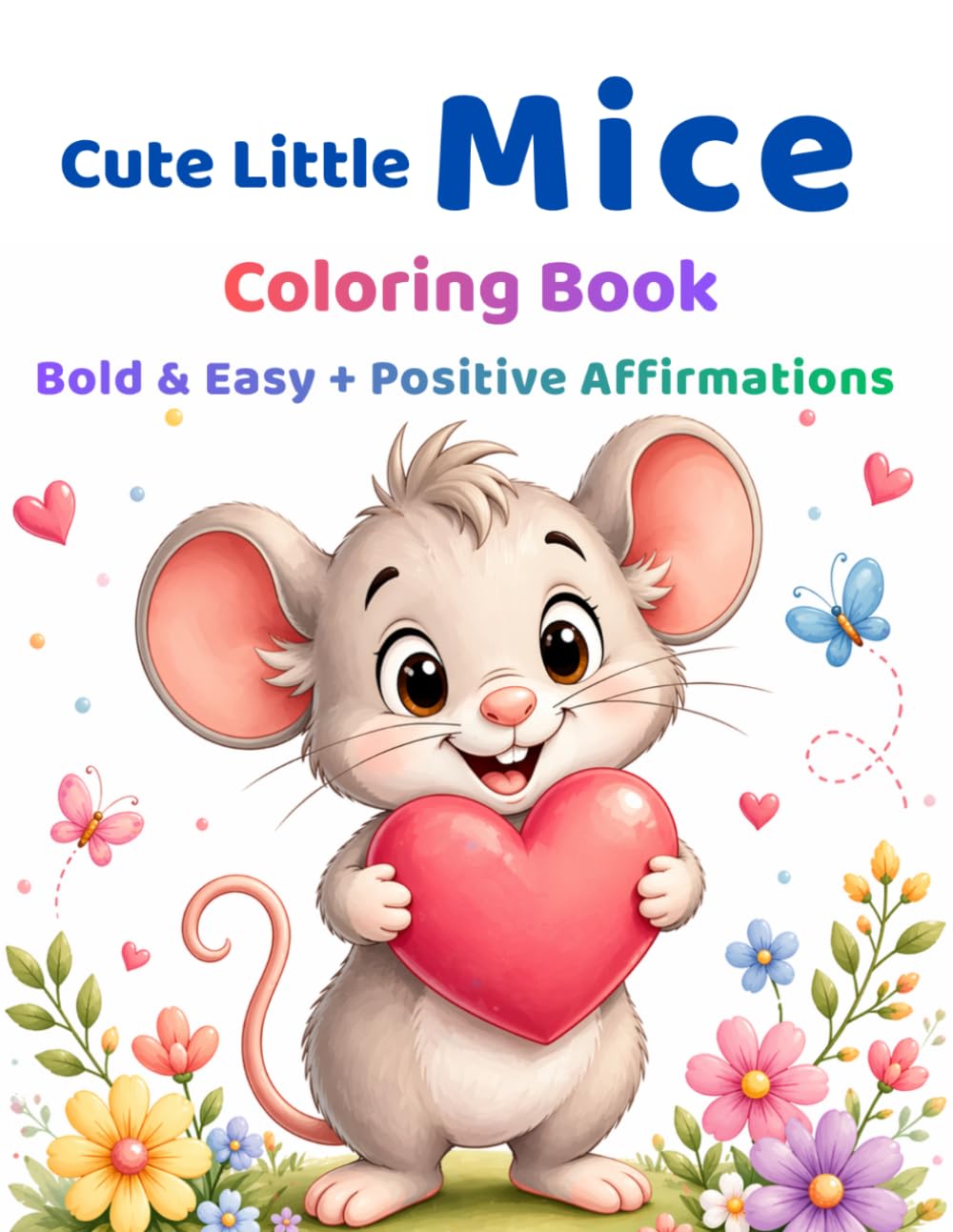 Cute Little Mice Coloring Book for Kids Ages 3-8: Bold and Easy Coloring Pages with Positive Affirmations for Confidence, Kindness, and Calm (Cute Little Animals Coloring Book)