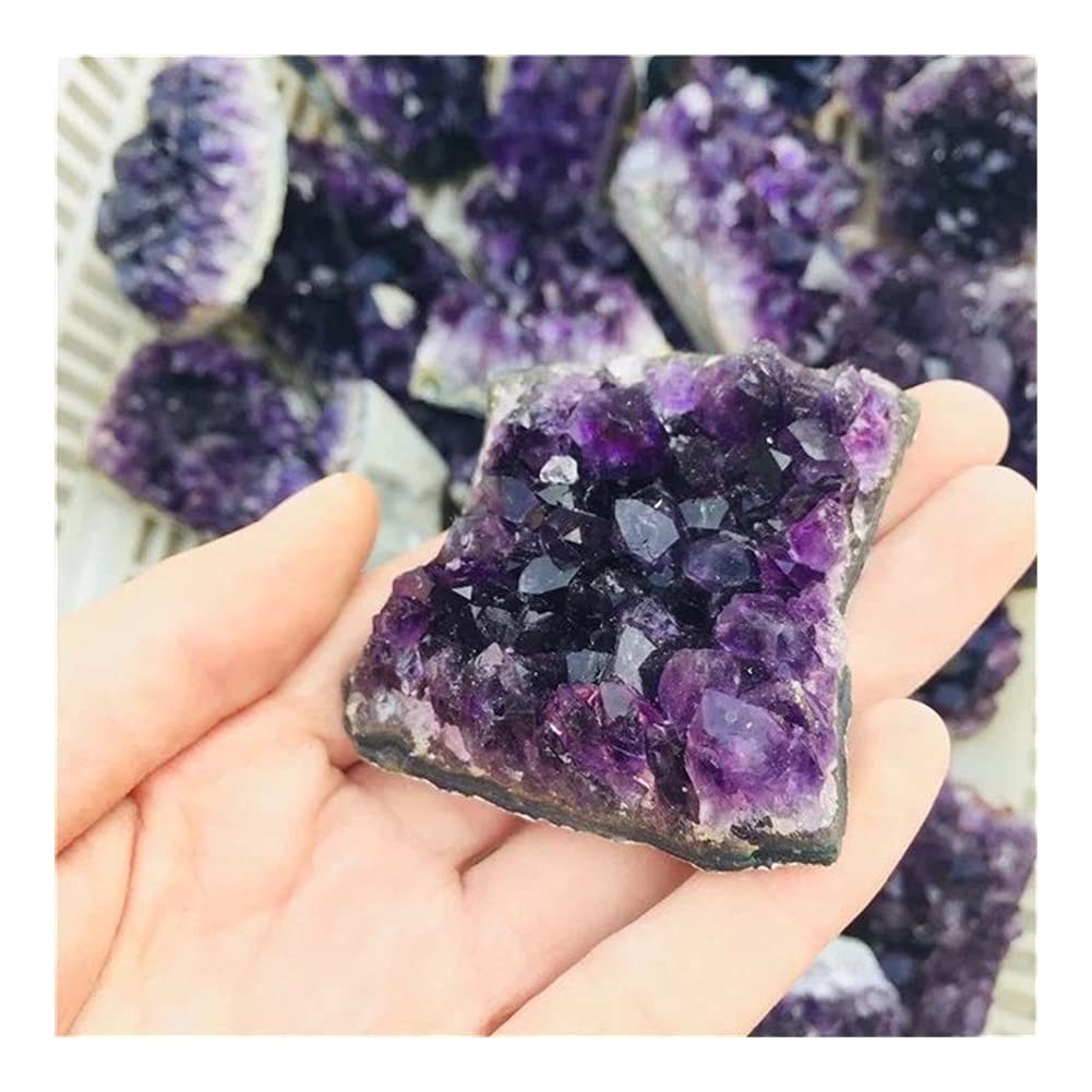 Púrpura Feng Shui Natural Amatista Cristal Cuarzo Drusy Geoda Racimo Piedra Decoración Adorno Hogar Brillo Natural (1PC 40g_55g)