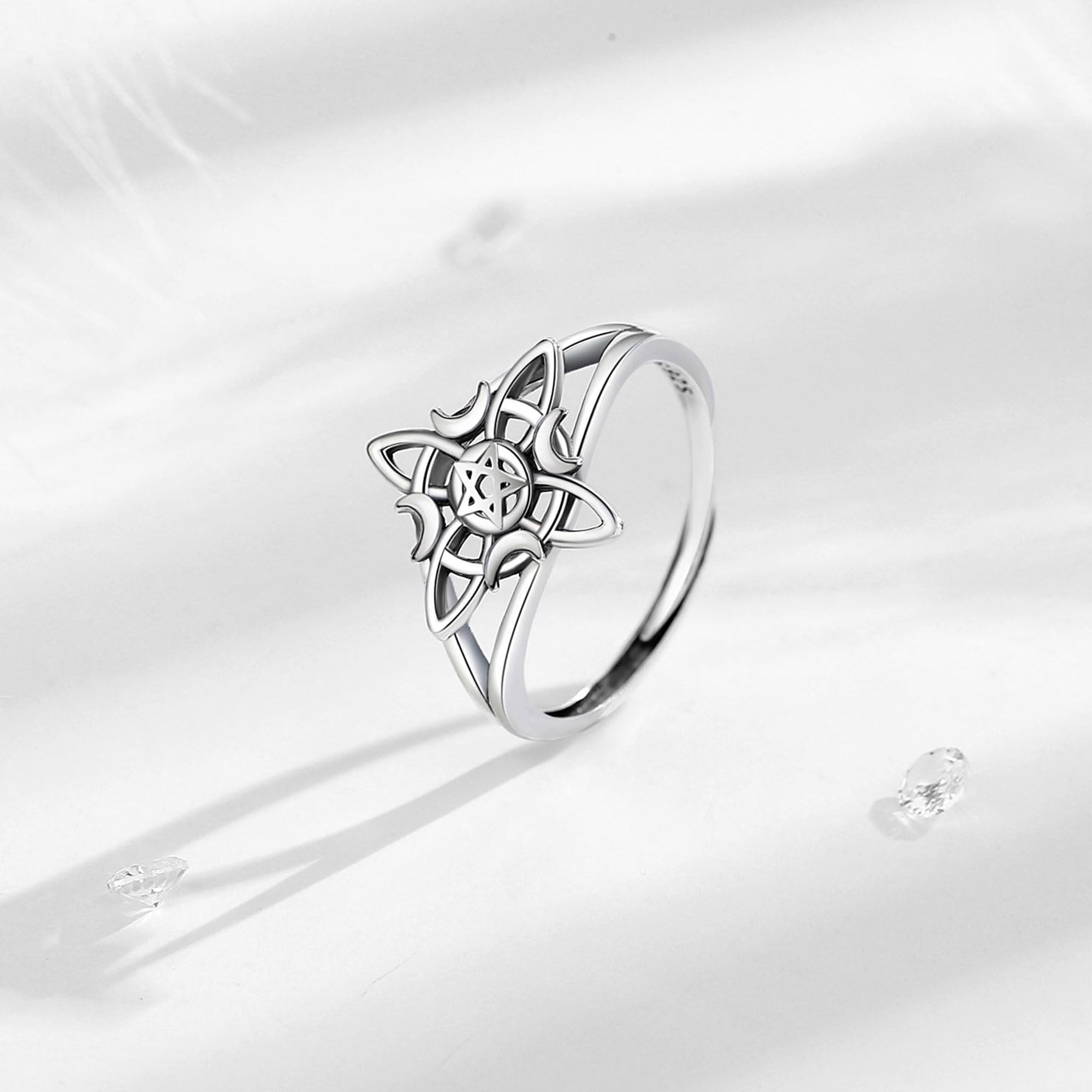 CELESTIA Nudo de Bruja/Dragon/Serpiente/León Anillos Mujer Ajustables Anillo Plata de ley 925 Unico Goticos Vintage Joyería Regalos Mujer Mama Amiga Cumpleaños