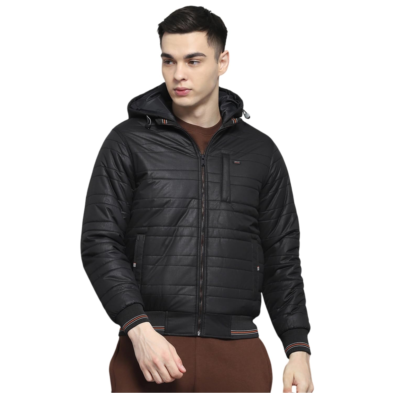 monte carlo Mens Solid Black Hooded Neck Full Sleeve Jacket-picture-25