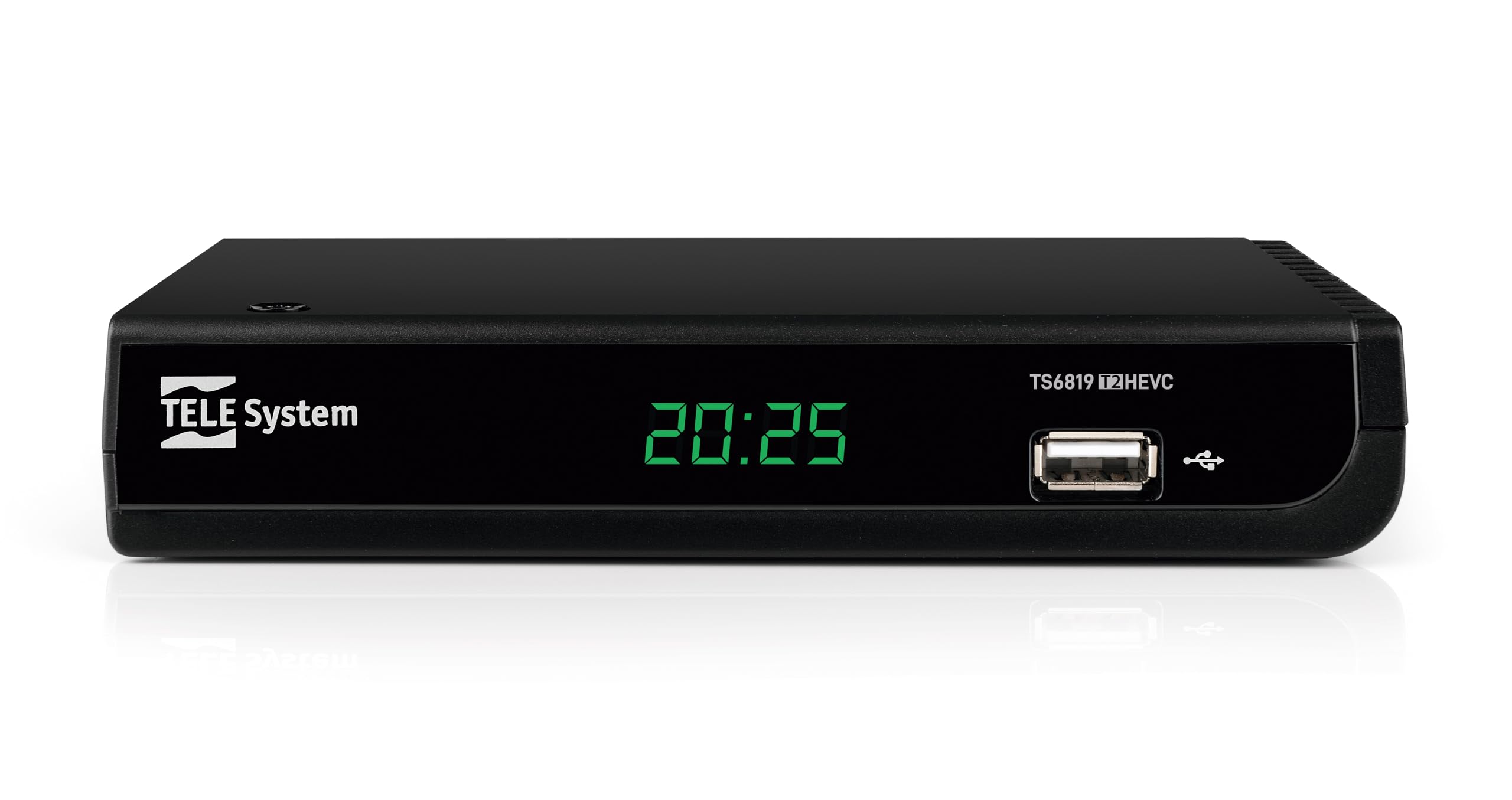 TELE System Decoder Digitale Terrestre HD TS6819 T2HEVC, DVB-T2 HEVC 10 Bit, HDR HLG, AUTOSCAN, LCN, Lettore Multimediale, EPG Guida TV, Telecomando Incluso, Ricevitore TV Digitale Terrestre