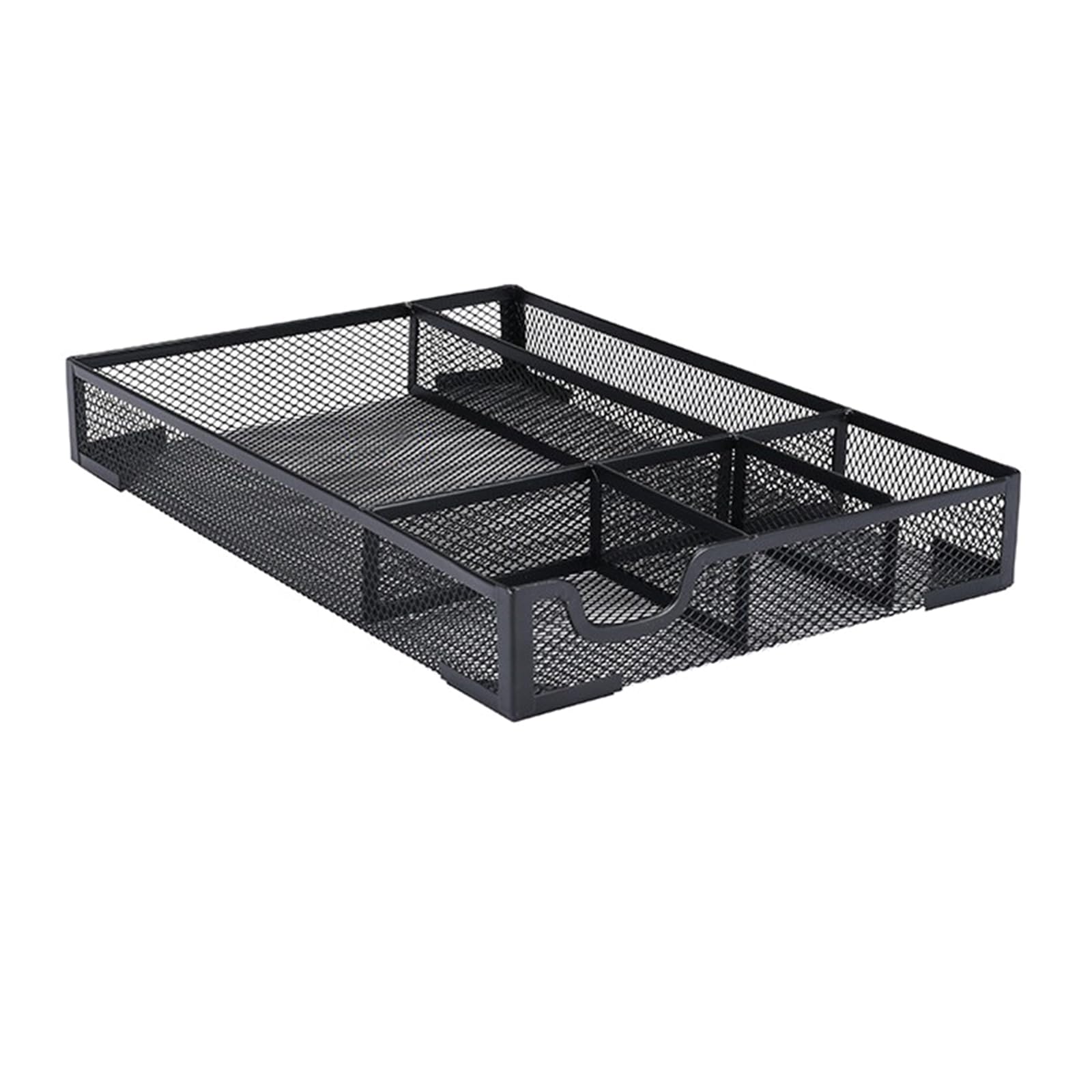 Hsioluted Strong Metal Net Storage Tray for Kitchen Utensils Materials Against Slip Base Desktop Organization Permanent Metal Planner for Writing Materials